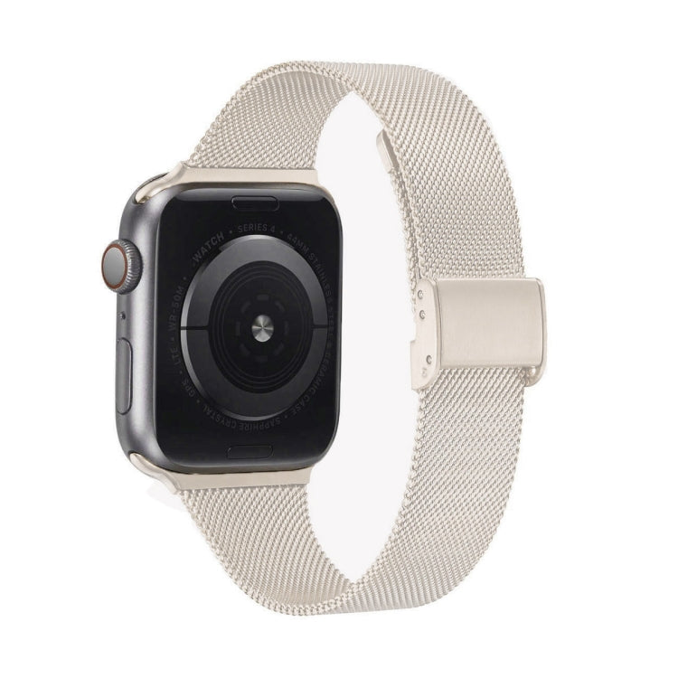 For Apple Watch Ultra 49mm&Watch Ultra 2 49mm / Series 9&8&7 45mm / SE 3&SE 2&6&SE&5&4 44mm / 3&2&1 42mm Milanese Stainless Steel Watch Band(Starlight) by bashfashion