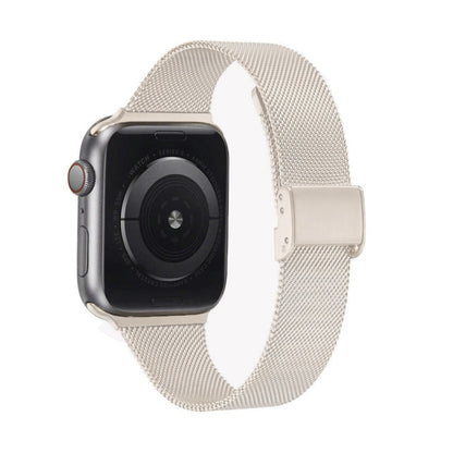 For Apple Watch Ultra 49mm&Watch Ultra 2 49mm / Series 9&8&7 45mm / SE 3&SE 2&6&SE&5&4 44mm / 3&2&1 42mm Milanese Stainless Steel Watch Band(Starlight) by bashfashion