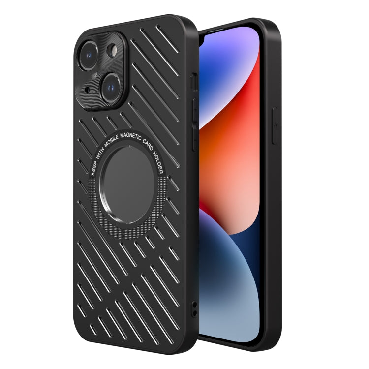 For iPhone 14 Plus R-JUST RJ57 CD Pattern MagSafe Cooling Phone Case(Black) by R-JUST