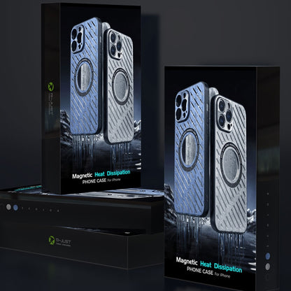 For iPhone 14 R-JUST RJ57 CD Pattern MagSafe Cooling Phone Case(Blue) by R-JUST