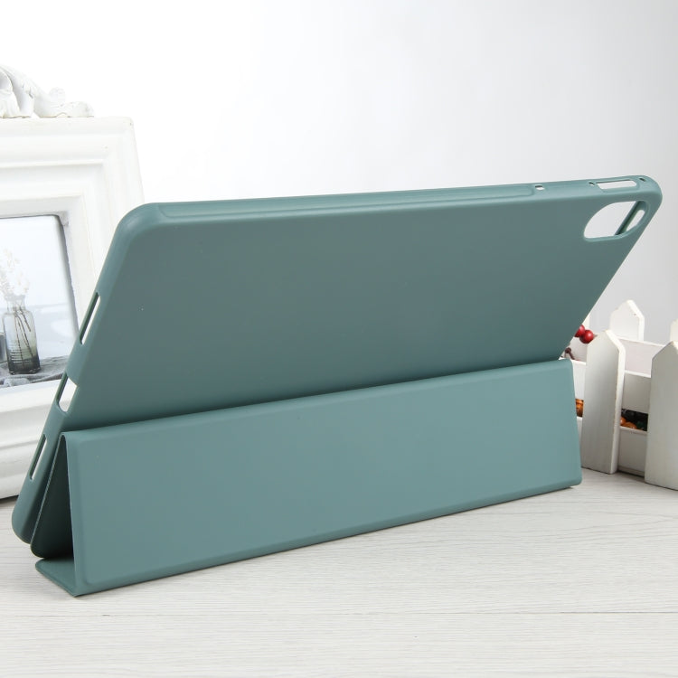 For Huawei MatePad 11 2023 GEBEI 3-folding Holder Shockproof Flip Leather Tablet Case(Dark Green) by GEBEI