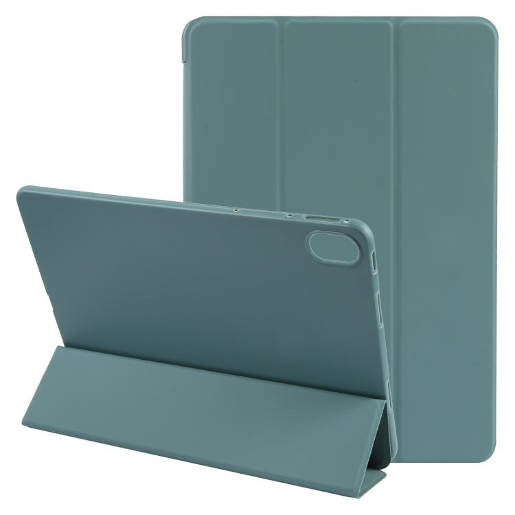 For Huawei MatePad SE 11 GEBEI 3-folding Holder Shockproof Flip Leather Tablet Case(Dark Green) by GEBEI