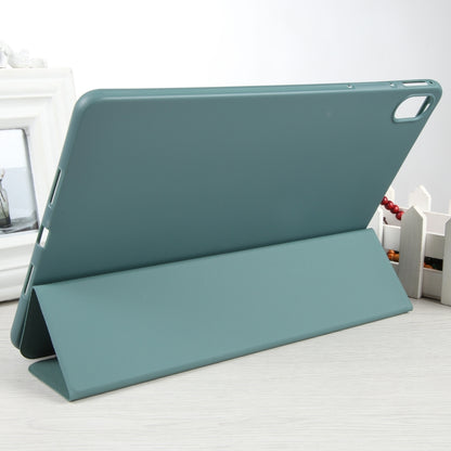 For Huawei MatePad SE 11 GEBEI 3-folding Holder Shockproof Flip Leather Tablet Case(Dark Green) by GEBEI