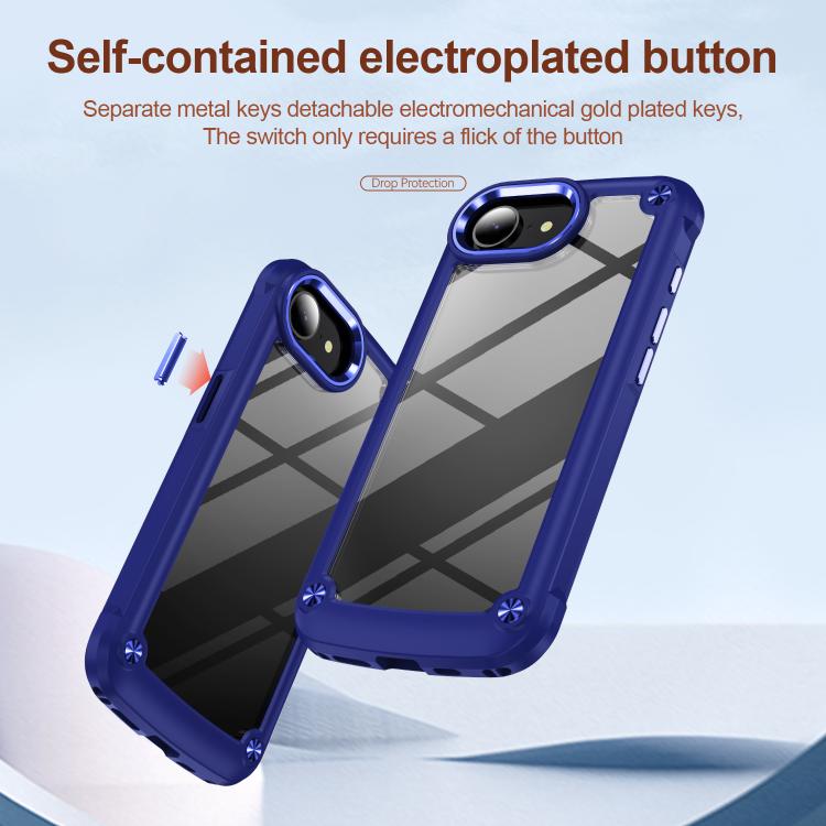 For iPhone 16e TPU + PC Lens Protection Phone Case(Blue) by bashfashion