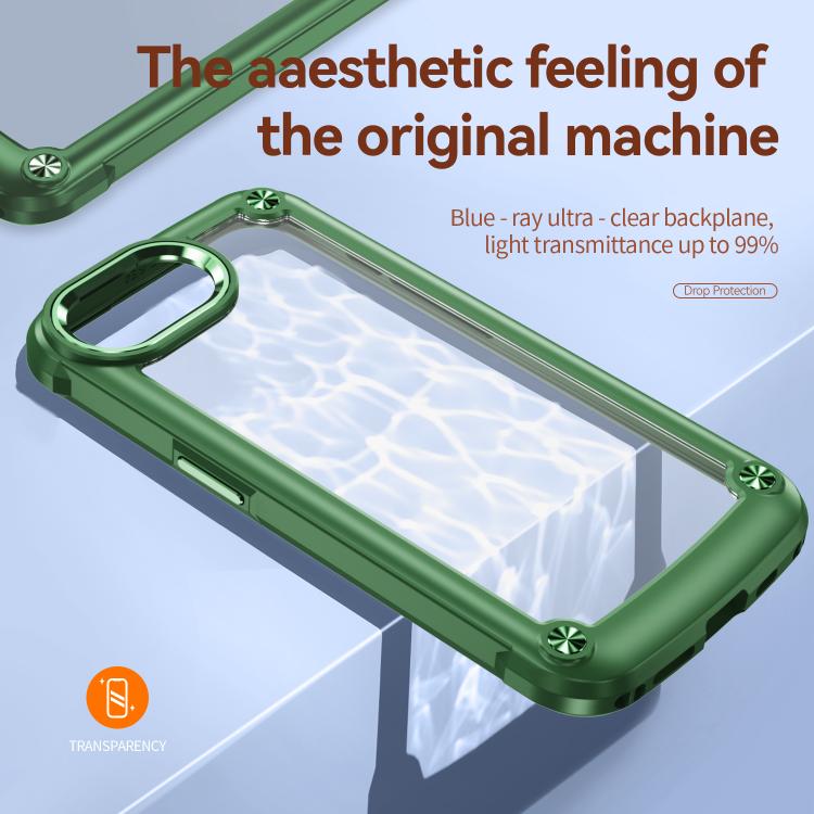 For iPhone 16e TPU + PC Lens Protection Phone Case(Green) by bashfashion