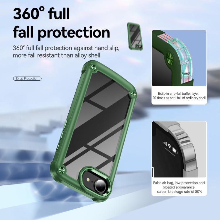 For iPhone 16e TPU + PC Lens Protection Phone Case(Green) by bashfashion