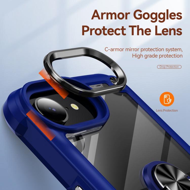 For iPhone 16e TPU + PC Lens Protection Phone Case with Ring Holder(Black) by bashfashion