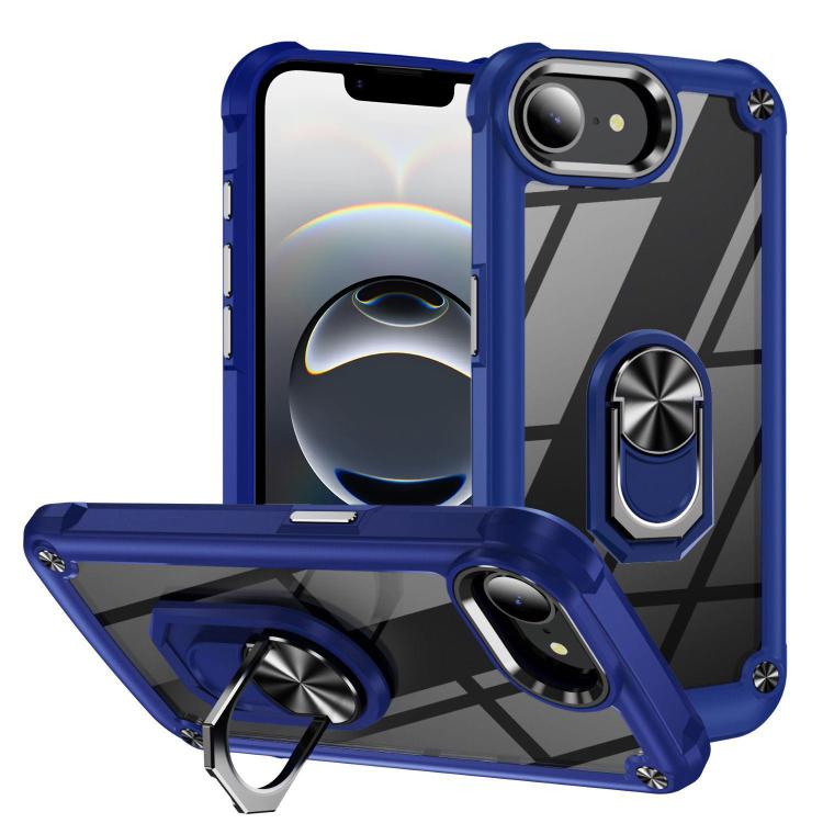 For iPhone 16e TPU + PC Lens Protection Phone Case with Ring Holder(Blue) by bashfashion