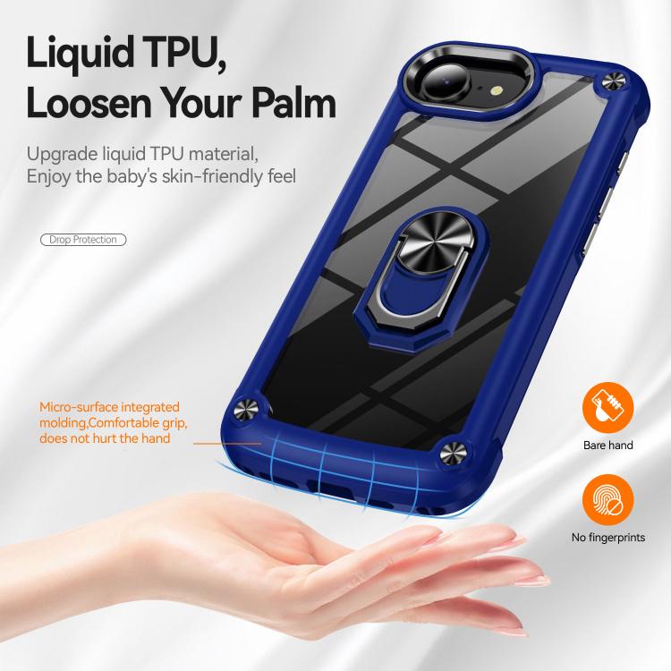 For iPhone 16e TPU + PC Lens Protection Phone Case with Ring Holder(Blue) by bashfashion