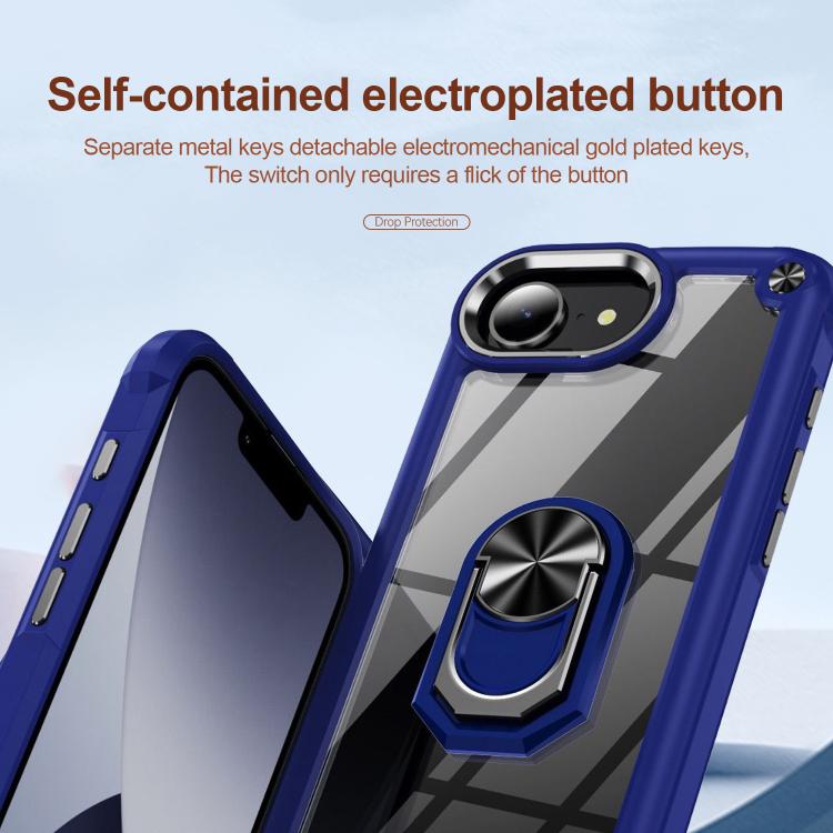 For iPhone 16e TPU + PC Lens Protection Phone Case with Ring Holder(Blue) by bashfashion