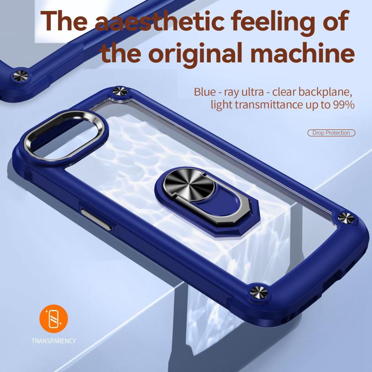 For iPhone 16e TPU + PC Lens Protection Phone Case with Ring Holder(Blue) by bashfashion
