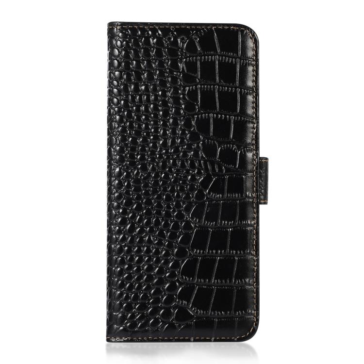 For iPhone 16e Crocodile Top Layer Cowhide Leather Phone Case(Black) by bashfashion