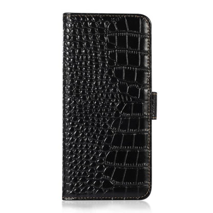 For iPhone 16e Crocodile Top Layer Cowhide Leather Phone Case(Black) by bashfashion