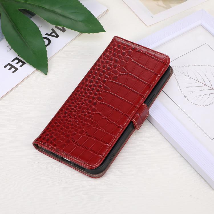 For iPhone 16e Crocodile Top Layer Cowhide Leather Phone Case(Red) by bashfashion