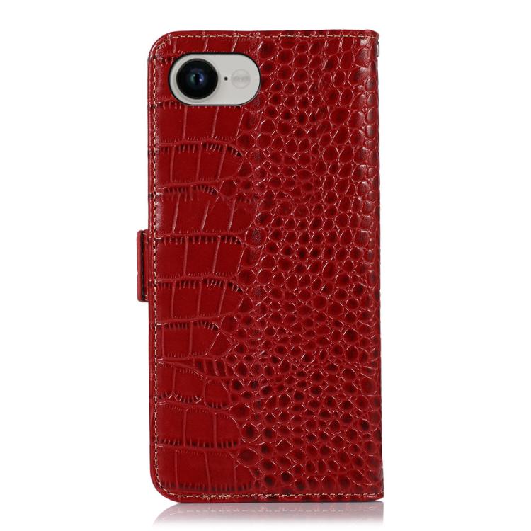For iPhone 16e Crocodile Top Layer Cowhide Leather Phone Case(Red) by bashfashion