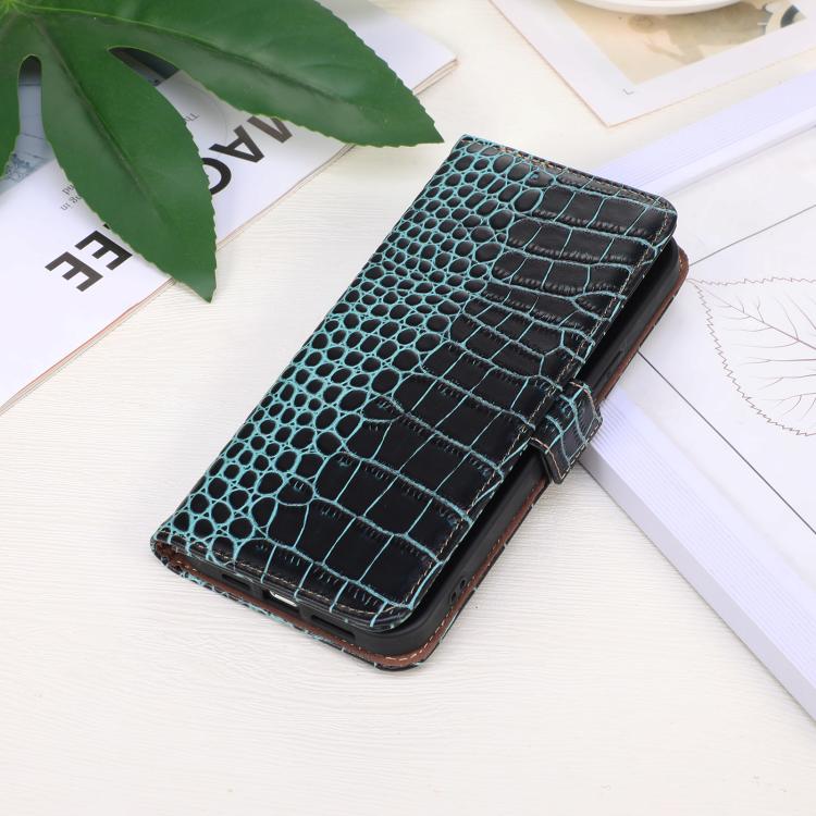 For iPhone 16e Crocodile Top Layer Cowhide Leather Phone Case(Green) by bashfashion