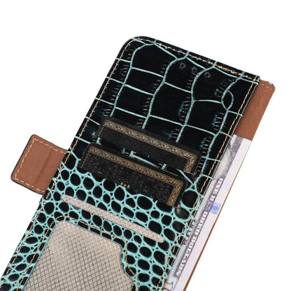 For iPhone 16e Crocodile Top Layer Cowhide Leather Phone Case(Green) by bashfashion