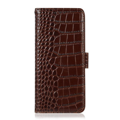 For iPhone 16e Crocodile Top Layer Cowhide Leather Phone Case(Brown) by bashfashion