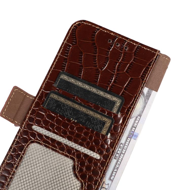 For iPhone 16e Crocodile Top Layer Cowhide Leather Phone Case(Brown) by bashfashion