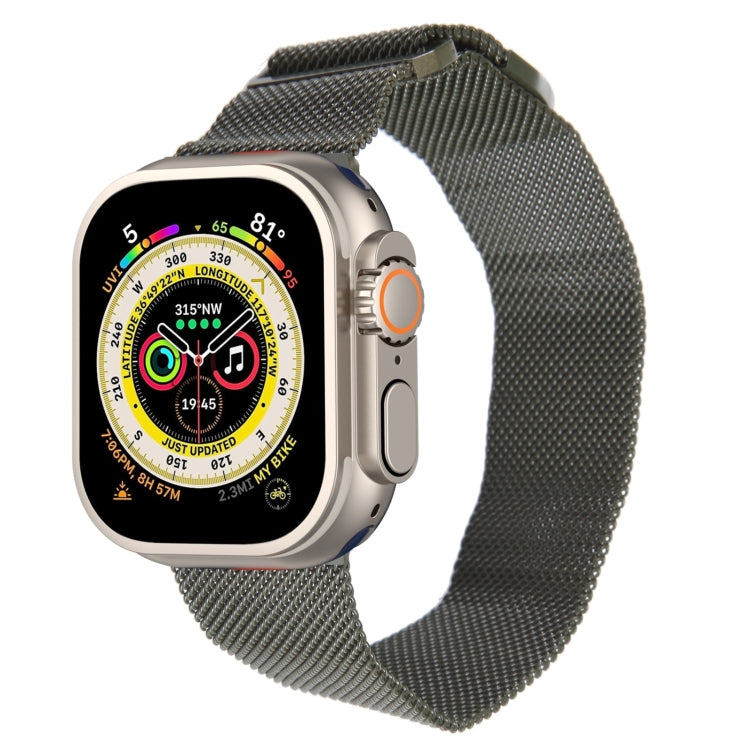 For Apple Watch Ultra 49mm Milanese Metal Magnetic Watch Band(Army Green) by bashfashion