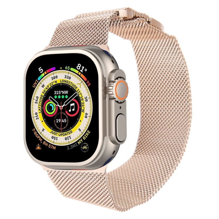 For Apple Watch Ultra 49mm Milanese Metal Magnetic Watch Band(Retro Gold) by bashfashion