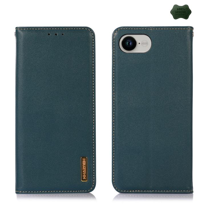 For iPhone 16e KHAZNEH Nappa Top Layer Cowhide Leather Phone Case(Green) by bashfashion