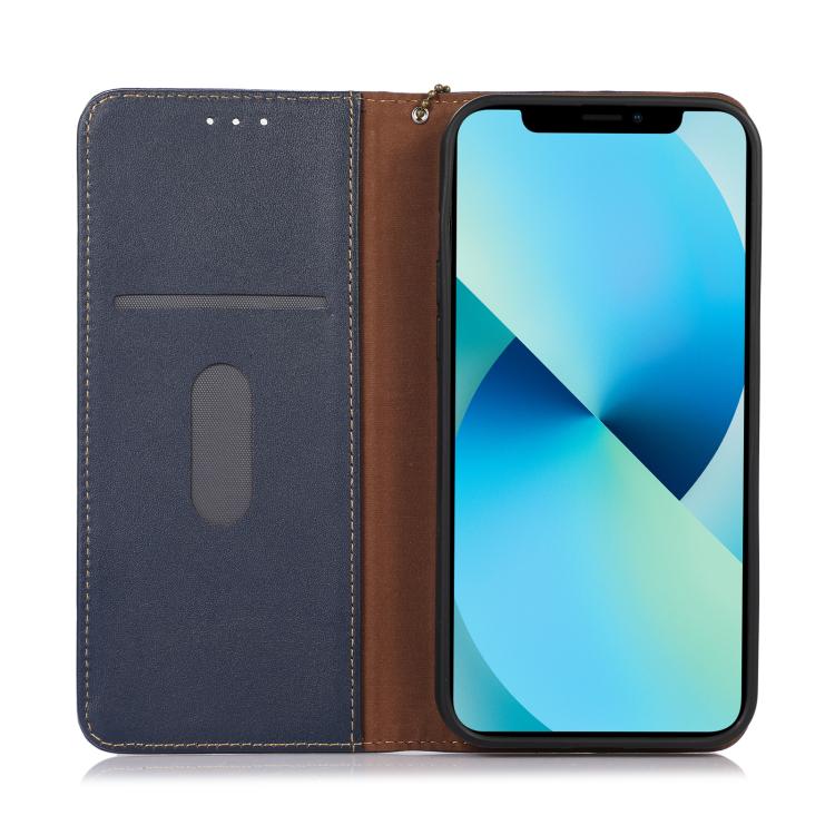 For iPhone 16e KHAZNEH Nappa Top Layer Cowhide Leather Phone Case(Blue) by bashfashion