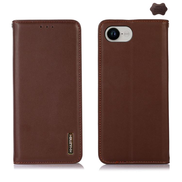 For iPhone 16e KHAZNEH Nappa Top Layer Cowhide Leather Phone Case(Brown) by bashfashion