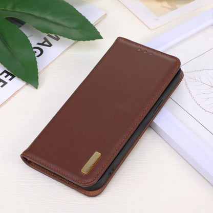 For iPhone 16e KHAZNEH Nappa Top Layer Cowhide Leather Phone Case(Brown) by bashfashion