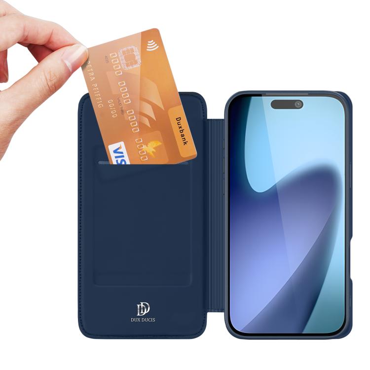 For iPhone 17 DUX DUCIS Skin Pro Series Flip Leather Phone Case(Blue) by DUX DUCIS