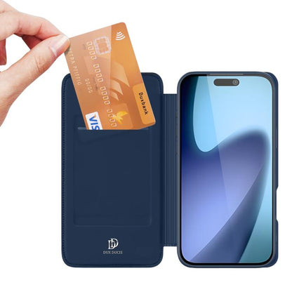 For iPhone 17 DUX DUCIS Skin Pro Series Flip Leather Phone Case(Blue) by DUX DUCIS