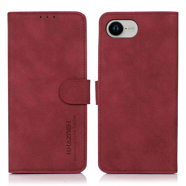 For iPhone 16e KHAZNEH Matte Texture Leather Phone Case(Red) by bashfashion