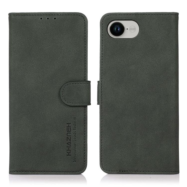 For iPhone 16e KHAZNEH Matte Texture Leather Phone Case(Green) by bashfashion