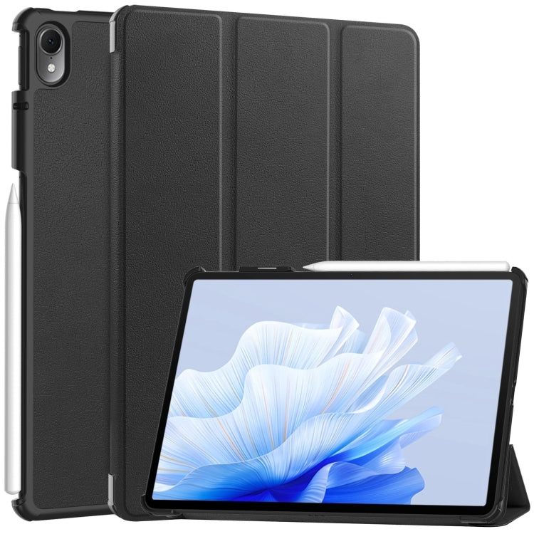 For Huawei Matepad Air Custer Pure Color 3-Fold Holder Smart Leather Tablet Case(Black) by bashfashion