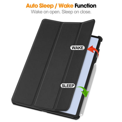 For Huawei Matepad Air Custer Pure Color 3-Fold Holder Smart Leather Tablet Case(Black) by bashfashion