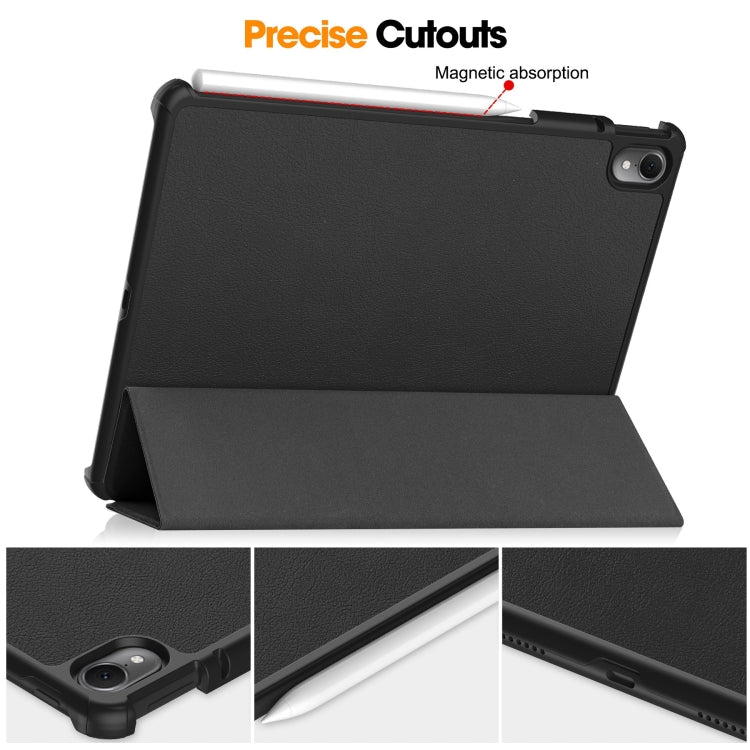 For Huawei Matepad Air Custer Pure Color 3-Fold Holder Smart Leather Tablet Case(Black) by bashfashion