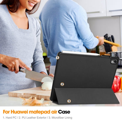 For Huawei Matepad Air Custer Pure Color 3-Fold Holder Smart Leather Tablet Case(Black) by bashfashion