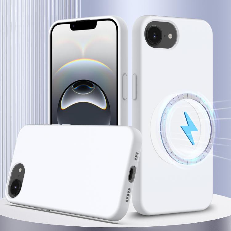 For iPhone 16e Shockproof Silicone Magsafe Phone Case(White) by bashfashion