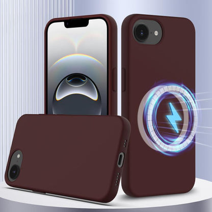 For iPhone 16e Shockproof Silicone Magsafe Phone Case(Plum Color) by bashfashion