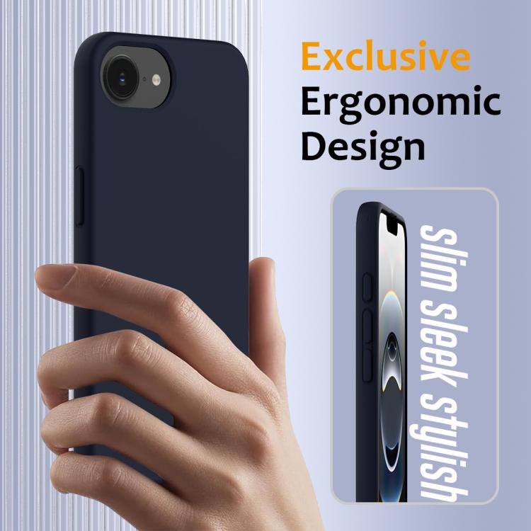 For iPhone 16e Shockproof Silicone Magsafe Phone Case(Navy Blue) by bashfashion