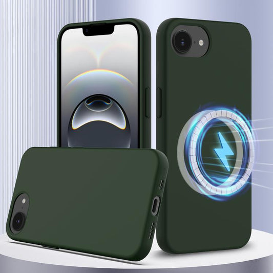 For iPhone 16e Shockproof Silicone Magsafe Phone Case(Dark Green) by bashfashion