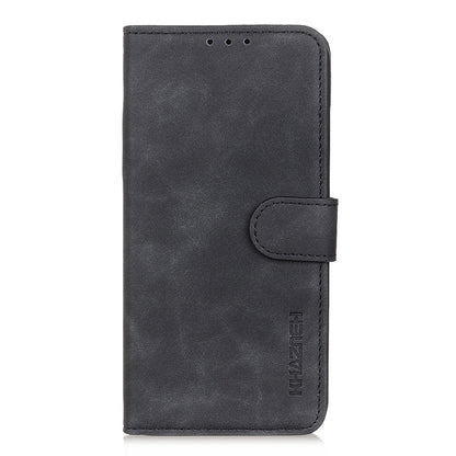 For iPhone 16e KHAZNEH Retro Texture Leather Phone Case(Black) by bashfashion