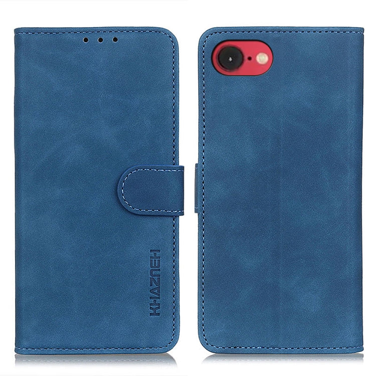 For iPhone 16e KHAZNEH Retro Texture Leather Phone Case(Blue) by bashfashion