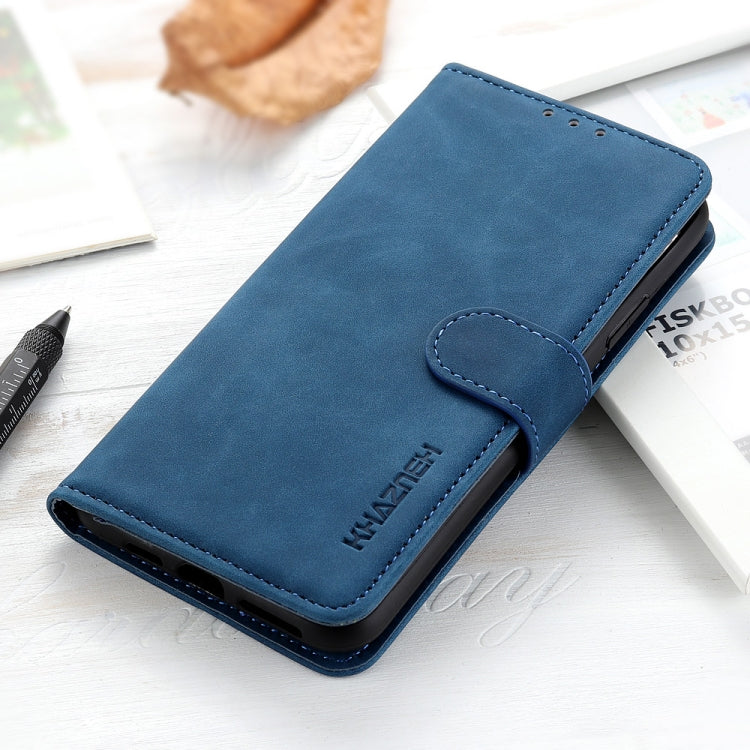 For iPhone 16e KHAZNEH Retro Texture Leather Phone Case(Blue) by bashfashion
