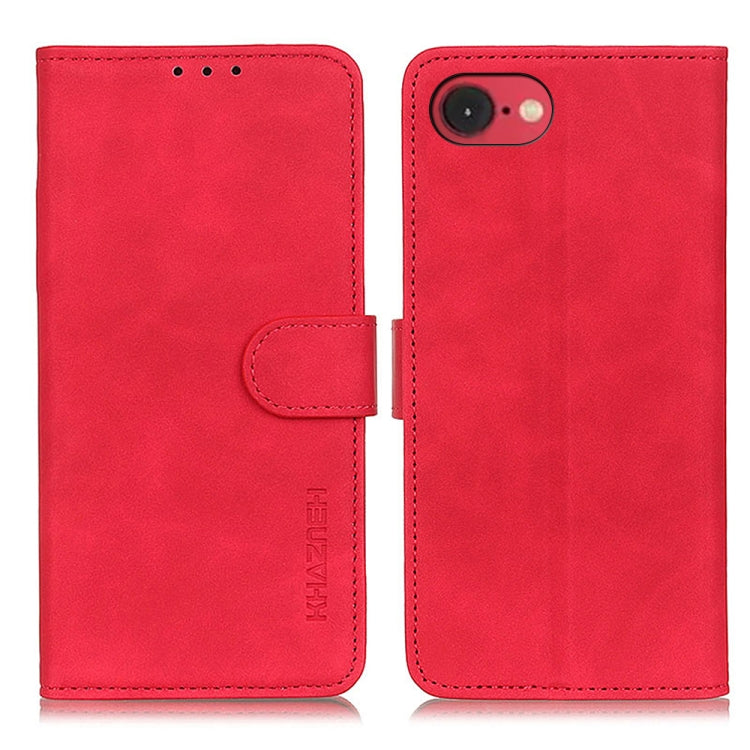 For iPhone 16e KHAZNEH Retro Texture Leather Phone Case(Red) by bashfashion