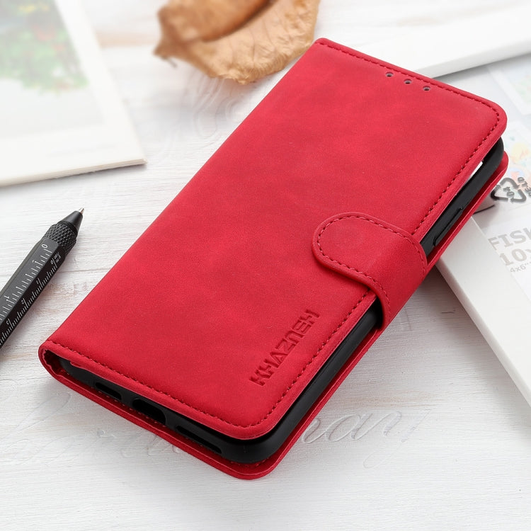 For iPhone 16e KHAZNEH Retro Texture Leather Phone Case(Red) by bashfashion
