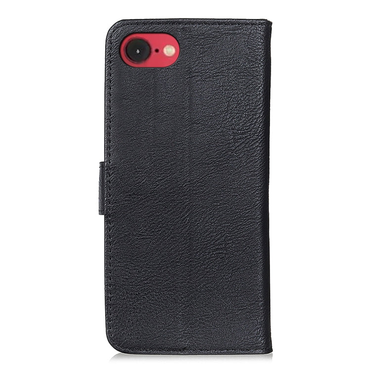 For iPhone 16e KHAZNEH Cowhide Texture Horizontal Flip Leather Phone Case(Black) by bashfashion