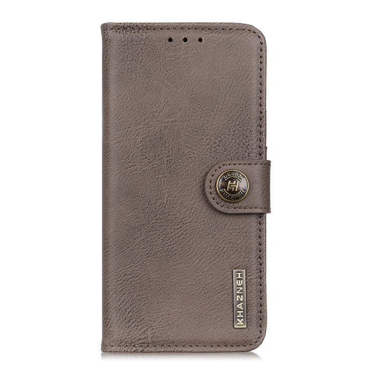 For iPhone 16e KHAZNEH Cowhide Texture Horizontal Flip Leather Phone Case(Khaki) by bashfashion