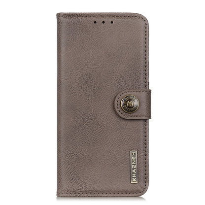 For iPhone 16e KHAZNEH Cowhide Texture Horizontal Flip Leather Phone Case(Khaki) by bashfashion
