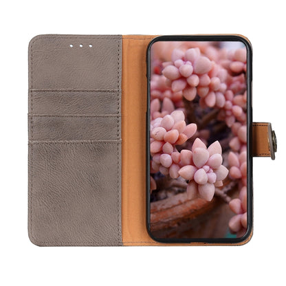 For iPhone 16e KHAZNEH Cowhide Texture Horizontal Flip Leather Phone Case(Khaki) by bashfashion